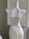 Halter Neck Satin Sling Fishtail Dress HZ1024