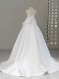 Sweetheart Neck Satin White Long Prom Dress HZ1024