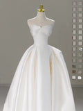 Sweetheart Neck Satin White Long Prom Dress HZ1024