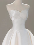 Sweetheart Neck Satin White Long Prom Dress HZ1024