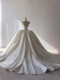 Ivory Sweetheart Bridal Gown Satin Ball Gown Wedding Dress Modest Bridal Dress HZ1024