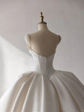 Ivory Sweetheart Bridal Gown Satin Ball Gown Wedding Dress Modest Bridal Dress HZ1024