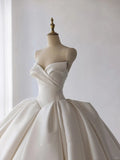 Ivory Sweetheart Bridal Gown Satin Ball Gown Wedding Dress Modest Bridal Dress HZ1024