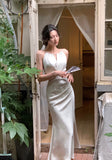 Green Halter Neck Satin Strap Fishtail Dress HZ1024