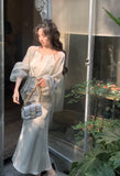 Green Halter Neck Satin Strap Fishtail Dress HZ1024