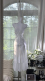 White Sheath Pool Party Dress Satin Spaghetti Strap Short Birthday Dress HZ1024