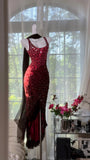 Gradient Burgundy Sheath Evening Dress Vintage Chiffon Short Formal Dress HZ1024