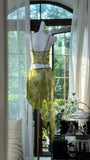 Green Lace Spaghetti Strap Two-Piece Pool Party Dress Cocktail Dress HZ1024