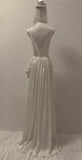 White A-Line V-Neck Bridal Gowns Elegant Satin Wedding Dress Slit Backless Bridal Dress HZ1024