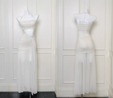 White Mermaid Halter Long Prom Dress Chiffon Formal Dress Birthday Evening Dress HZ1024