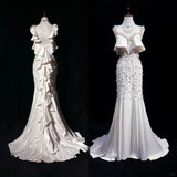 Mermaid V-neck Long Prom Dress Elegant Beaded Formal Dress Backless Evening Gowns HZ1024
