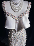 Mermaid V-neck Long Prom Dress Elegant Beaded Formal Dress Backless Evening Gowns HZ1024
