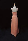 Sheath Spaghetti Strap Long Prom Dress Fairytale Chiffon Beaded Formal Dress Coral Birthday Party Dress HZ1024