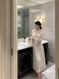 elegant bow A-line long skirt white dress birthday dress HZ1024