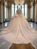Pink Off-the-shoulder Ball Gown Birthday Dress Tulle Beaded Long Prom Dress Applique Quinceanera Dress HZ1024