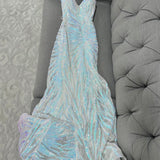 White Spaghetti Strap Sheath Long Prom Dress Sequin Tulle Party Dress Formal Dress HZ1024