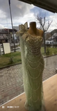 Green One Shoulder Sheath Long Prom Dress Beaded Tulle Formal Evening Dress Wedding Guest Outfit HZ1024