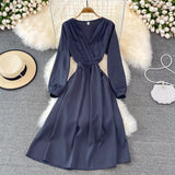 V Neck Long Sleeve Dress Fashion Dress HZ1024