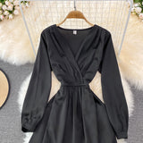 V Neck Long Sleeve Dress Fashion Dress HZ1024