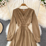 V Neck Long Sleeve Dress Fashion Dress HZ1024