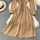 V Neck Long Sleeve Dress Fashion Dress HZ1024
