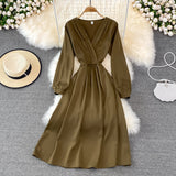 V Neck Long Sleeve Dress Fashion Dress HZ1024