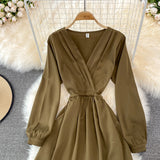 V Neck Long Sleeve Dress Fashion Dress HZ1024