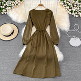 V Neck Long Sleeve Dress Fashion Dress HZ1024