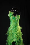 Green One Shoulder Birthday Dress Hi-Lo Evening Gowns Fairytale Tulle Prom Dress HZ1024