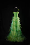 Green One Shoulder Birthday Dress Hi-Lo Evening Gowns Fairytale Tulle Prom Dress HZ1024