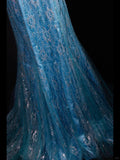 Blue Halter Mermaid Evening Dress Elegant Tulle Lace Long Prom Dress Party Dress HZ1024