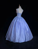 Blue Spaghetti Strap Ball Gown Quinceanera Dress Elegant Beaded Evening Gown Glitter Birthday Dress HZ1024