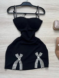 Black Bodycon Birthday Dress Spaghetti Strap Rhinestone Short Homecoming Dress Party Dress HZ1024