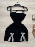 Black Bodycon Birthday Dress Spaghetti Strap Rhinestone Short Homecoming Dress Party Dress HZ1024
