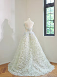 Sweetheart Ball Gown Wedding Dress Sweet Tulle Long Evening Applique Bridal Dress HZ1024