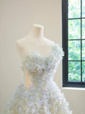 Sweetheart Ball Gown Wedding Dress Sweet Tulle Long Evening Applique Bridal Dress HZ1024