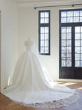 Strapless White Bridal Gown Satin Ball Gown Wedding Dress Simple Bridal Dress HZ1024