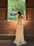 White Strapless Sheath Long Prom Dress Tulle Sequin Formal Dress Sparkly Birthday Evening Gowns HZ1024