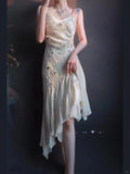 Spaghetti Strap Sheath Formal Dress Satin Beaded Birthday Dress Elegant Short Homecoming Dress HZ1024