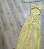Yellow Spaghetti Strap Sheath Long Prom Dress Elegant Chiffon Evening Dress Birthday Dress HZ1024