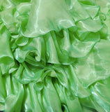Spaghetti Strap Ball Gown Evening Dress Green Satin Tiered Party Dress HZ1024