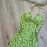 Spaghetti Strap Sheath Short Evening Dress Green Beaded Chiffon Formal Dress Homecoming Dress HZ1024