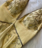 Halter Sheath Long Prom Dress Yellow Beaded Chiffon Formal Dress Backless Evening Gown HZ1024