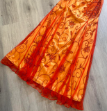 Strapless A-Line Long Prom Dress Orange Beaded Chiffon Formal Dress Elegant Evening Gown HZ1024