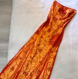 Strapless A-Line Long Prom Dress Orange Beaded Chiffon Formal Dress Elegant Evening Gown HZ1024