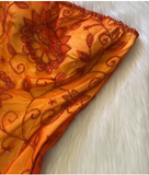 Strapless A-Line Long Prom Dress Orange Beaded Chiffon Formal Dress Elegant Evening Gown HZ1024