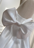 White Birthday Dress Strap Ball Gown Satin Party Dress Short Homecoming Dress HZ1024