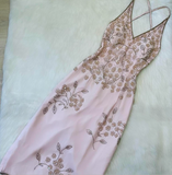 V-neck Sheath Short Formal Dress Elegant Silk Beaded Evening Dress Backless Homecoming Dress HZ1024