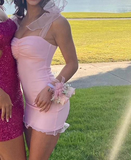Strap Bodycon Short Formal Dress Stunning Birthday Dress Pink Homecoming Dress HZ1024