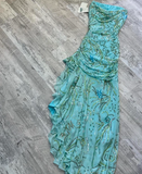 Vintage Sheath Strapless Evening Gown Elegant Sequin Chiffon Formal Dress Long Prom Dress HZ1024
